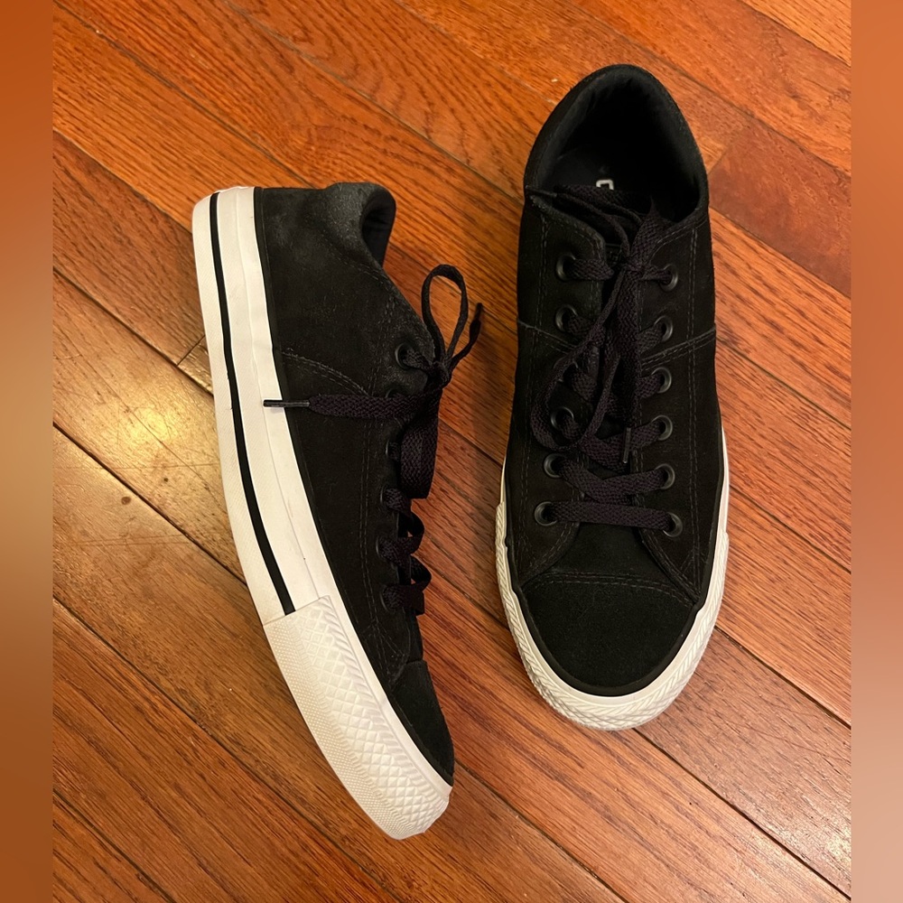 Converse All Star suede black shoes sz 9 skater shoe sneakers